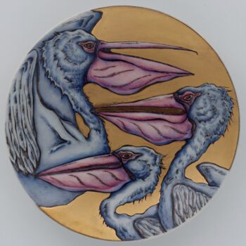 Sculpture titled "Pelican green 2" by Oxana Kondratenko, Original Artwork, Ceramics