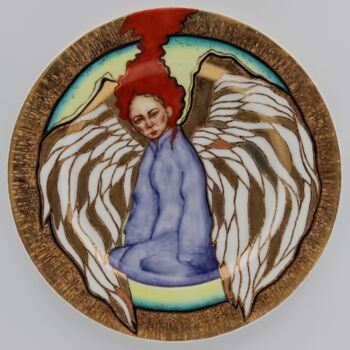 Scultura intitolato "Angel and demon 3 (…" da Oxana Kondratenko, Opera d'arte originale, Ceramica