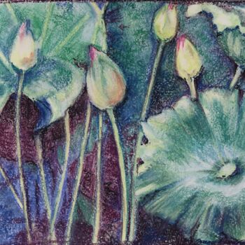 Dessin intitulée "Lilies 1" par Oxana Kondratenko, Œuvre d'art originale, Pastel