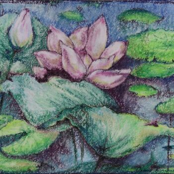 Drawing titled "Lilies 2" by Oxana Kondratenko, Original Artwork, Pastel