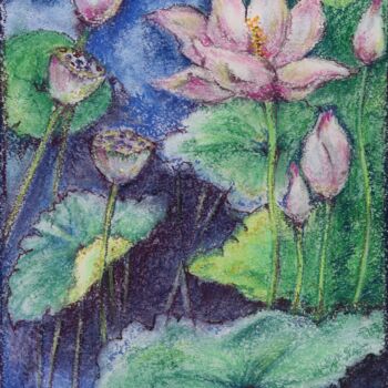 Dessin intitulée "Lilies 3" par Oxana Kondratenko, Œuvre d'art originale, Pastel