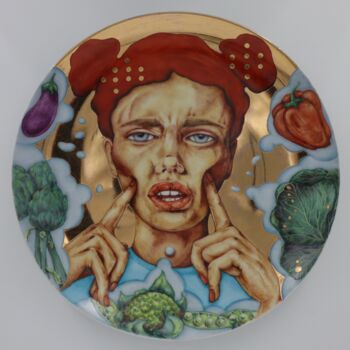 Sculpture titled "Woman on diet 1" by Oxana Kondratenko, Original Artwork, Ceramics