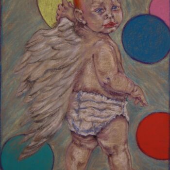 Desenho intitulada "2 not a baby" por Oxana Kondratenko, Obras de arte originais, Pastel