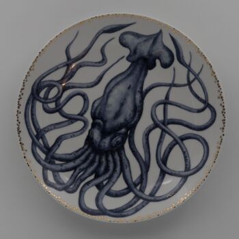 Sculpture titled "squid" by Oxana Kondratenko, Original Artwork, Clay