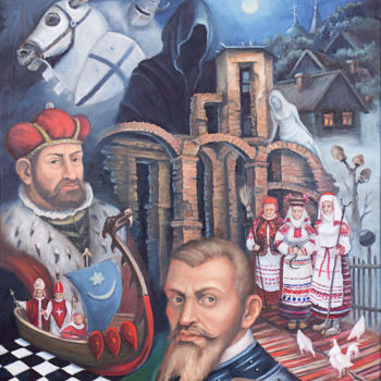 Painting titled "Olshansky castle" by Oksana Levintsova, Original Artwork, Oil