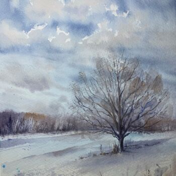 Painting titled "Spring coming" by Oxana Luky, Original Artwork, Watercolor