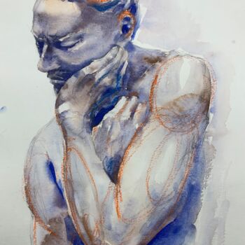 Рисунок под названием "“Naked silence “ #8" - Oxana Luky, Подлинное произведение искусства, Акварель