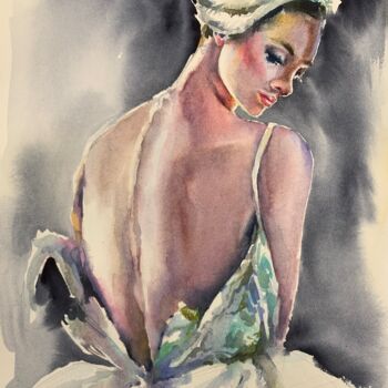 Painting titled "Ballerina#15" by Oxana Luky, Original Artwork, Watercolor