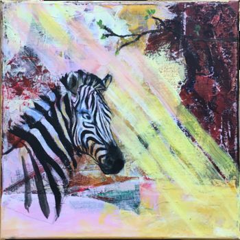 Malarstwo zatytułowany „Sommer mit Zebra” autorstwa Oksana Dem-Art, Oryginalna praca, Akryl