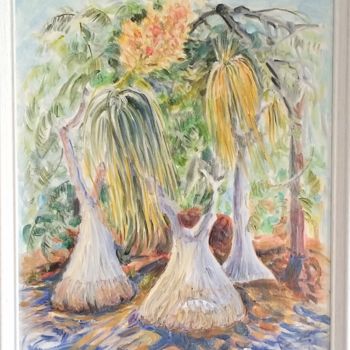 Картина под названием "Exotic plants in Ca…" - Oxana Sakharzeva, Подлинное произведение искусства, Масло
