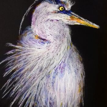 Tekening getiteld "Great Blue Heron" door Oxana Shimanchuk, Origineel Kunstwerk, Pastel
