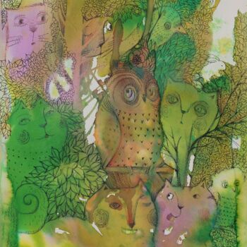 Malerei mit dem Titel "forêt" von Oxana Zaika, Original-Kunstwerk, Tinte