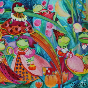 Peinture intitulée "Au bord des étang" par Oxana Zaika, Œuvre d'art originale, Encre