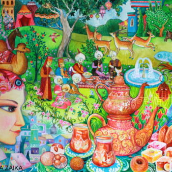 Peinture intitulée "Thé turque" par Oxana Zaika, Œuvre d'art originale, Aquarelle