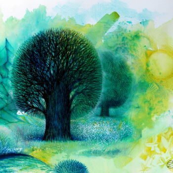 Peinture intitulée "Arbre" par Oxana Zaika, Œuvre d'art originale, Aquarelle