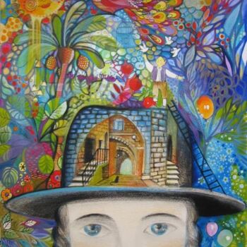 Pintura intitulada "Borsalino Black Hat" por Oxana Zaika, Obras de arte originais