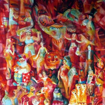 Pittura intitolato "Cirque Rouge" da Oxana Zaika, Opera d'arte originale, Acquarello