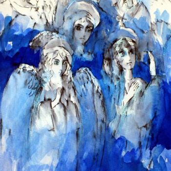 Pittura intitolato "Les Anges.." da Oxana Zaika, Opera d'arte originale
