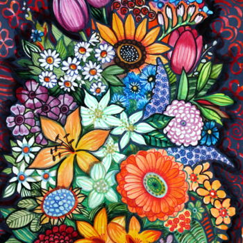 绘画 标题为“Bouquet” 由Oxana Zaika, 原创艺术品, 水彩
