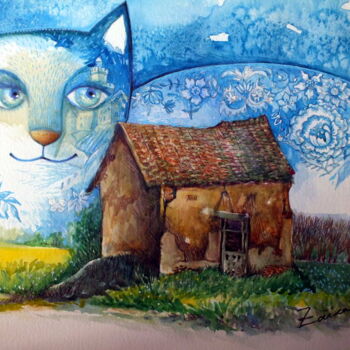 Malerei mit dem Titel "vieux maison" von Oxana Zaika, Original-Kunstwerk, Aquarell