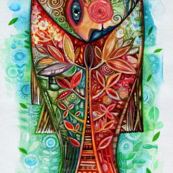 Malerei mit dem Titel "magic old fish" von Oxana Zaika, Original-Kunstwerk, Aquarell
