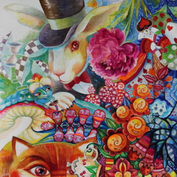 Peinture intitulée "Alice in Wonderland" par Oxana Zaika, Œuvre d'art originale, Aquarelle