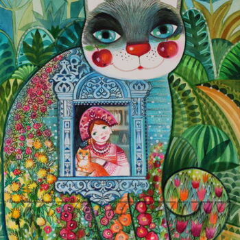 Pintura titulada "La fenêtre" por Oxana Zaika, Obra de arte original, Acuarela