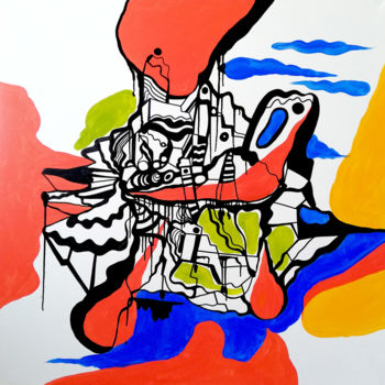 Pintura titulada "графическая абстрак…" por Oxana Kolyagina, Obra de arte original, Acrílico