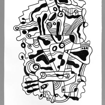 Desenho intitulada "graphic abstraction…" por Oxana Kolyagina, Obras de arte originais, Marcador