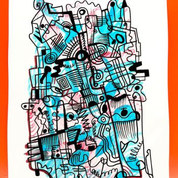 Disegno intitolato "graphic abstraction…" da Oxana Kolyagina, Opera d'arte originale, Pennarello