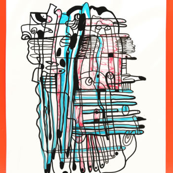 Disegno intitolato "graphic abstraction…" da Oxana Kolyagina, Opera d'arte originale, Pennarello