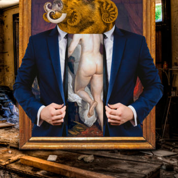 Digitale Kunst getiteld ""Year of the boar",…" door Oxana Kolyagina, Origineel Kunstwerk, Digitaal Schilderwerk