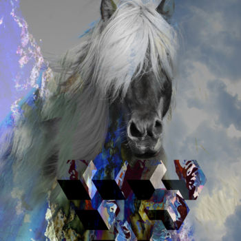 Digital Arts titled "portrait of a Horse" by Oxana Kolyagina, Original Artwork, Digital Painting