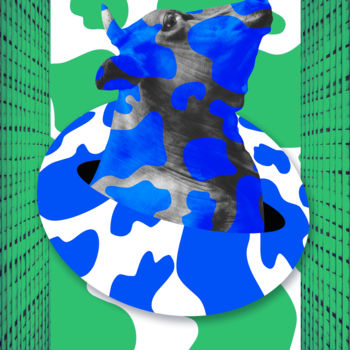 Цифровое искусство под названием "Cow" - Oxana Kolyagina, Подлинное произведение искусства, Коллажи