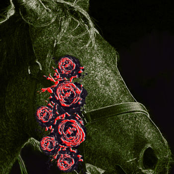 Arts numériques intitulée "portrait of a horse…" par Oxana Kolyagina, Œuvre d'art originale, Collages