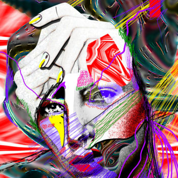Digitale Kunst getiteld "portrait, collage,…" door Oxana Kolyagina, Origineel Kunstwerk, Digitaal Schilderwerk
