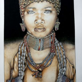 Zeichnungen mit dem Titel "Africaine" von Oxybulart, Original-Kunstwerk, Bleistift