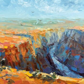 Painting titled ""Grand Canyon"" by Oxypoint, Original Artwork, Oil Mounted on Cardboard