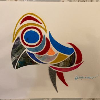 Collages intitulée "Kuş" par Oya Başaran Çıkın, Œuvre d'art originale, Collages