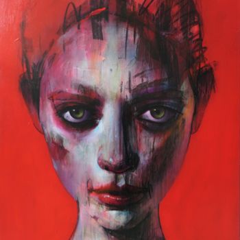 Painting titled "Le rouge" by Ozan Virgule, Original Artwork, Acrylic