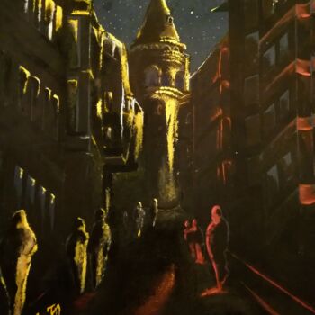 Peinture intitulée "Galata kulesi" par Özgür Canan Taştan, Œuvre d'art originale, Gouache