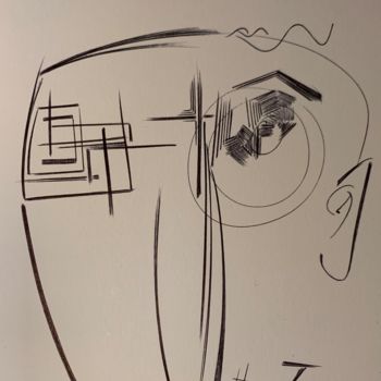 Tekening getiteld "Self portrait" door Ozzi Uaan, Origineel Kunstwerk, Balpen