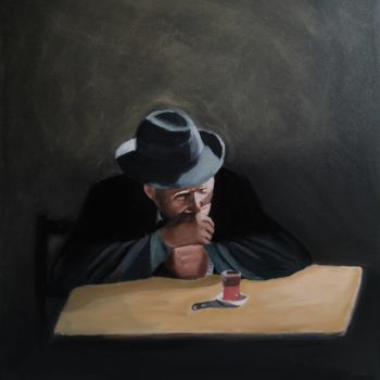 Картина под названием "Old man" - Özkan Çelik, Подлинное произведение искусства, Масло Установлен на Деревянная рама для нос…