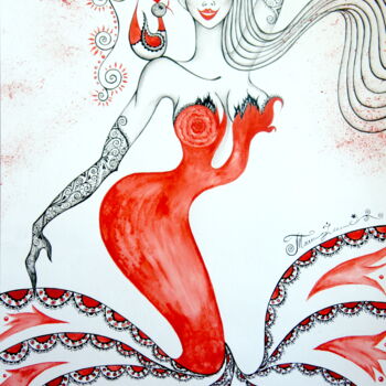 Painting titled "Dance of Life" by Iryna Tatur, Original Artwork, Ink