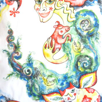 「The Green Angel emb…」というタイトルの絵画 Iryna Taturによって, オリジナルのアートワーク, 水彩画