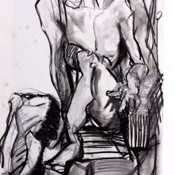 Dibujo titulada "Sitzende" por P.K., Obra de arte original, Grafito