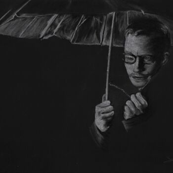 Рисунок под названием "L'homme au parapluie" - P. Le Sommer, Подлинное произведение искусства, Пастель
