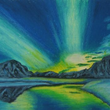 Dessin intitulée "Aurora borealis" par P. Le Sommer, Œuvre d'art originale, Pastel