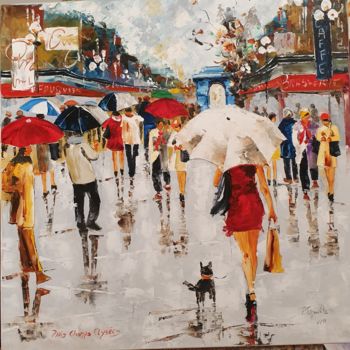 Peinture intitulée "Paris sous la pluie…" par Pierre Tremauville, Œuvre d'art originale, Huile