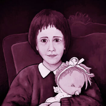 Digital Arts titled "Niña con muñeca-A" by Pablo Guillamon, Original Artwork, Digital Print